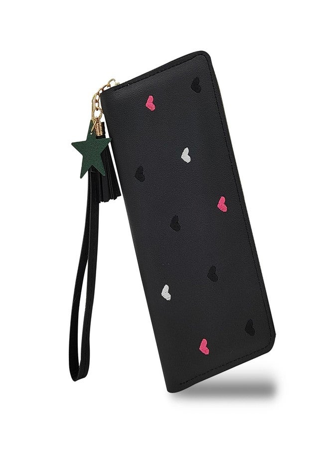 WisePoint Women's Wallets, PU Leather Ladies Wallet Wristlet Wallets for Women with Detachable Handle, Multi Slots Travel Wallet Womens Wallet for Shopping, Dating, Travel (black) - Image 1
