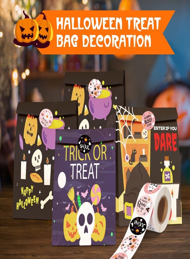 NEWEST 500PCS Halloween Stickers Roll, 1.5inch Round Adhesive Stickers Cute Ghost Decorative Labels Happy Halloween Name Tags for Packaging, Halloween Party Favor Decor, Pink, Black - Image 5