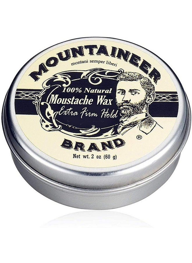 mountaineer brand - Mustache Wax For Men 100% Natural Beeswax And Plant Based Oils Grooming Beard Moustache Wax Tin Long Lasting Extra Firm Hold Smooth Condition Styling Balm Unscented 2Oz - Image 1