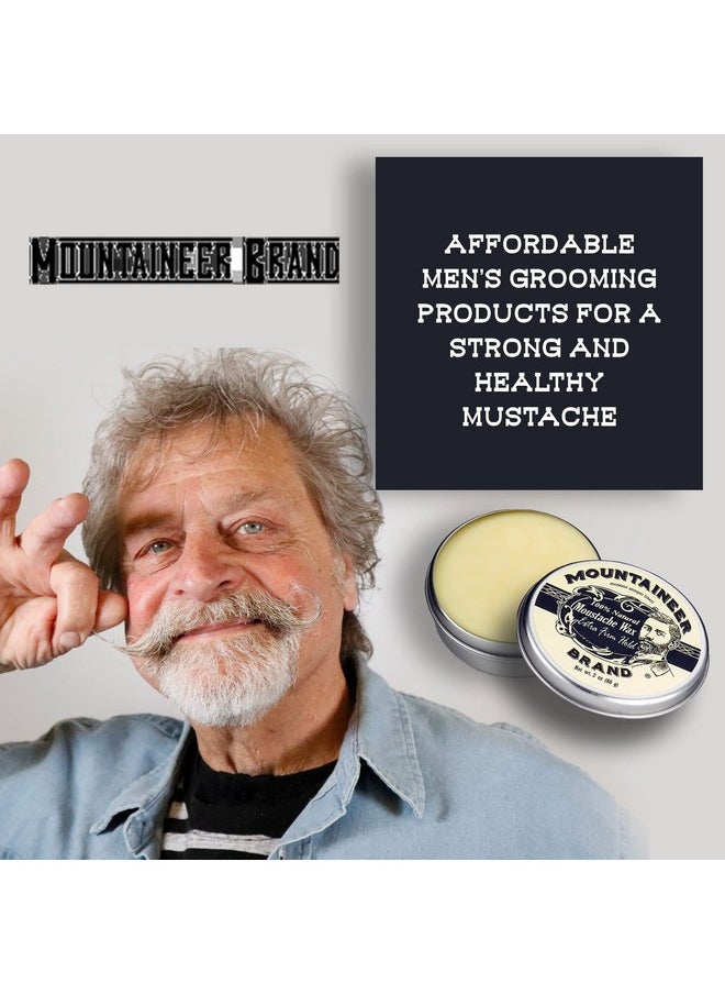 mountaineer brand - Mustache Wax For Men 100% Natural Beeswax And Plant Based Oils Grooming Beard Moustache Wax Tin Long Lasting Extra Firm Hold Smooth Condition Styling Balm Unscented 2Oz - Image 1