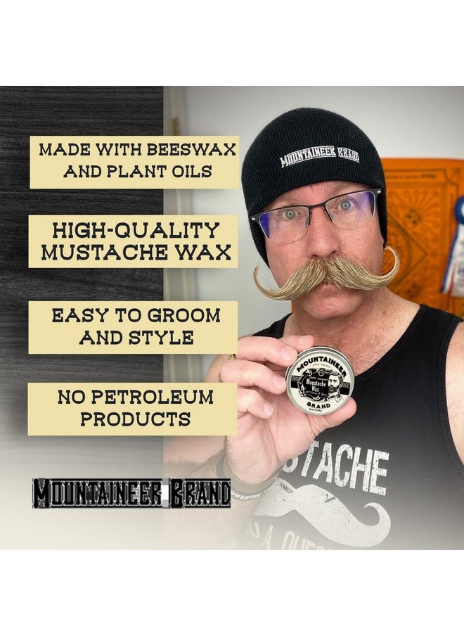 mountaineer brand - Mustache Wax For Men 100% Natural Beeswax And Plant Based Oils Grooming Beard Moustache Wax Tin Long Lasting Extra Firm Hold Smooth Condition Styling Balm Unscented 2Oz - Image 1