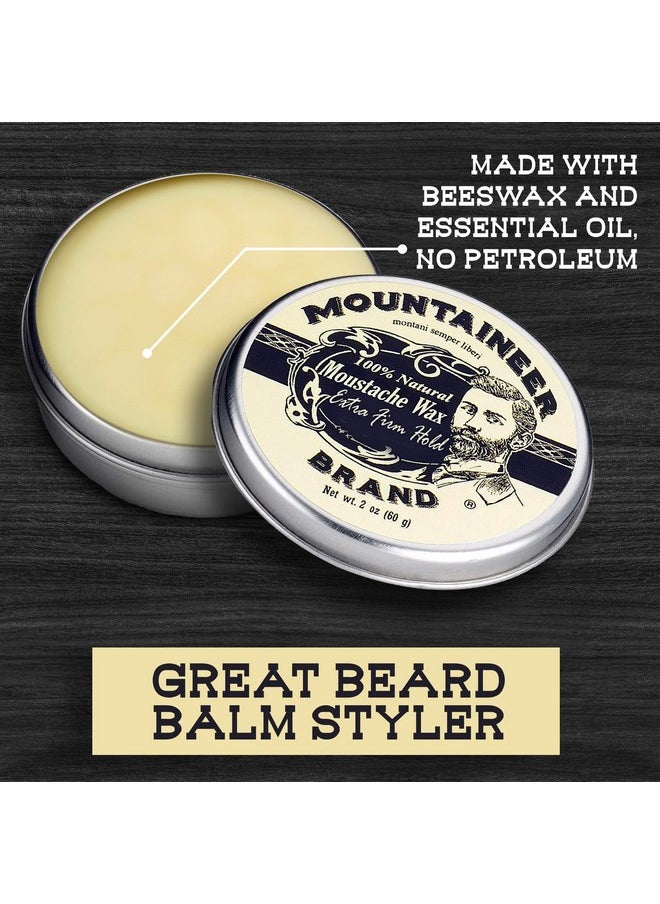 mountaineer brand - Mustache Wax For Men 100% Natural Beeswax And Plant Based Oils Grooming Beard Moustache Wax Tin Long Lasting Extra Firm Hold Smooth Condition Styling Balm Unscented 2Oz - Image 1