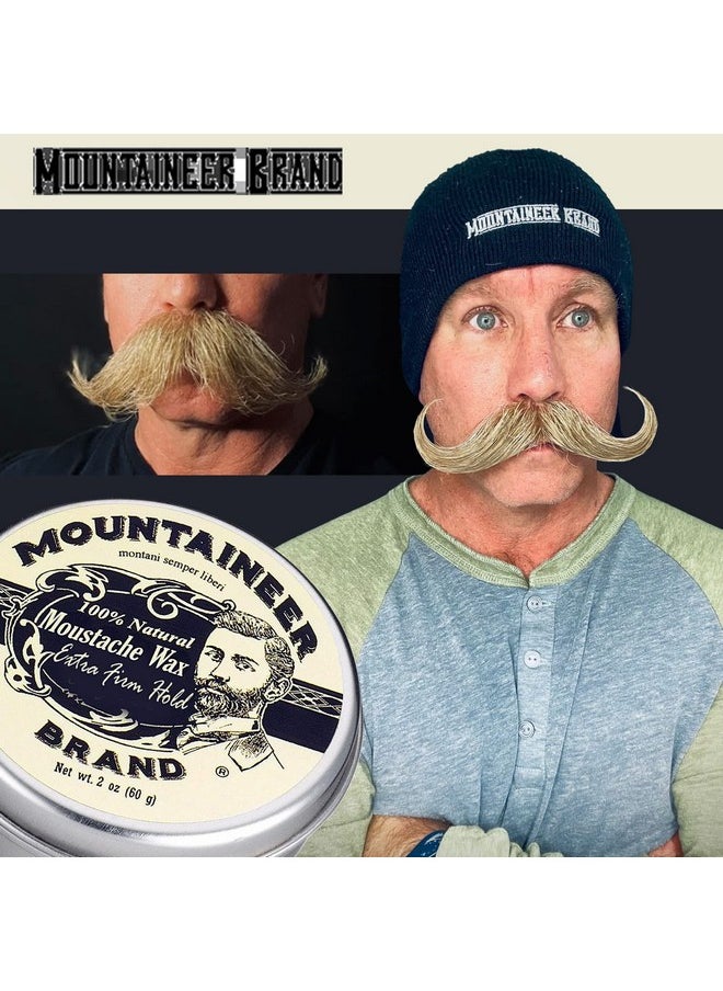 mountaineer brand - Mustache Wax For Men 100% Natural Beeswax And Plant Based Oils Grooming Beard Moustache Wax Tin Long Lasting Extra Firm Hold Smooth Condition Styling Balm Unscented 2Oz - Image 1