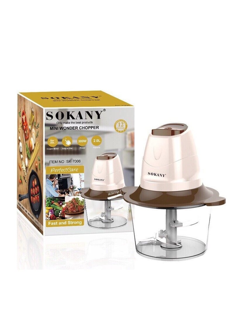 sokany Sokany SK-7006N Chopper 2 Liters 300 Watts - Suitable Capacity and Efficient Performance for Grinding  - Image 2