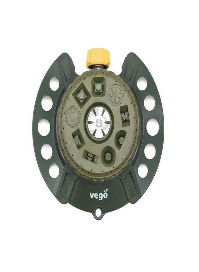 Vego Turret Pattern Sprinkler, 9-Pattern, Heavy-Duty Metal Base, Up to 1115 sq. ft Coverage - Image 1