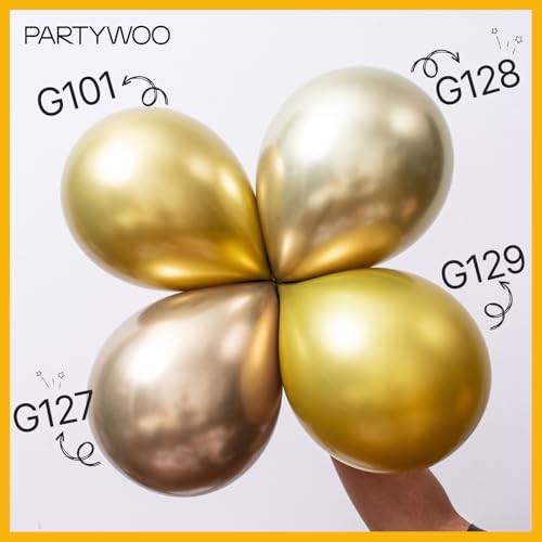 PartyWoo White and Gold Balloons, 140 pcs White and Metallic Gold Balloons Different Sizes Pack of 18 Inch 12 Inch 10 Inch 5 Inch for Balloon Garland or Arch as Birthday Decorations, Party Decorations - Image 3