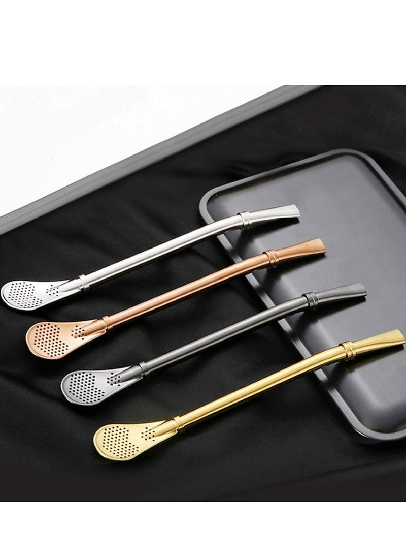 Oasisgalore 4 Pcs Premium Spoons Bombillas Yerba Mate Straw, Drinking Stirring Spoon Head Filter Straws with 2 Cleaning Brushes.  - Image 4