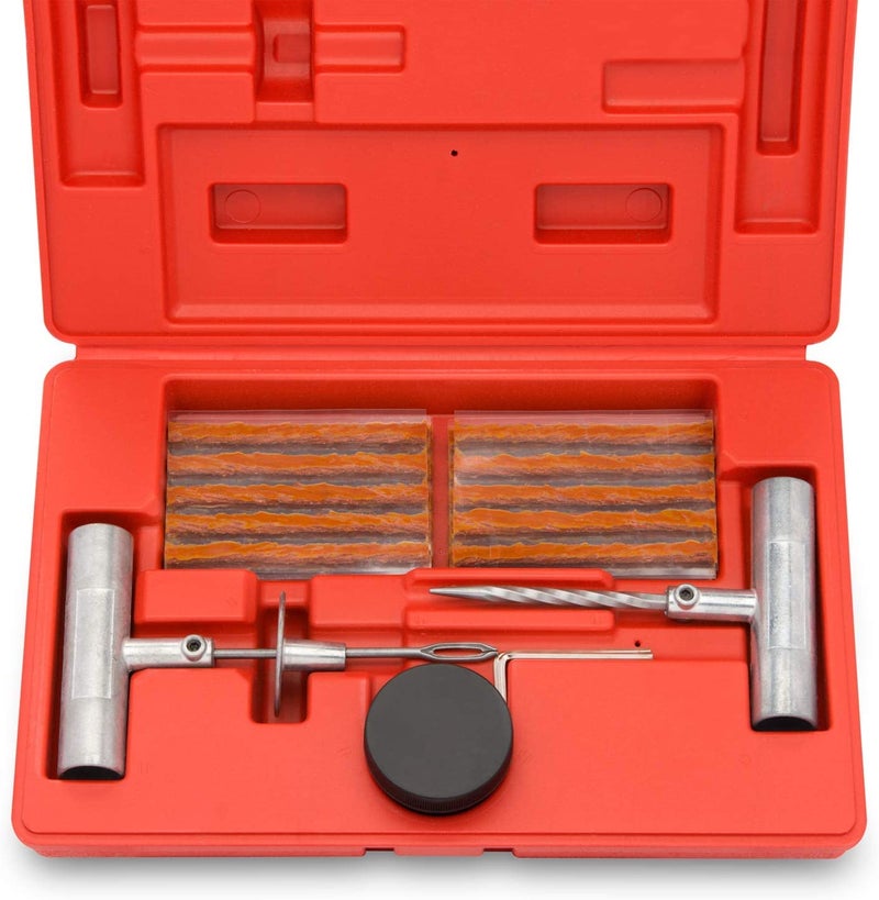 Tooluxe 50002L 35 Piece Tire Repair Universal Heavy Duty Tire Repair Kit with Plugs Fix A Flat Tire Repair Kit Ideal for Tires on Cars Trucks Motorcycles ATV Roadside Emergency Tire Plug Kit