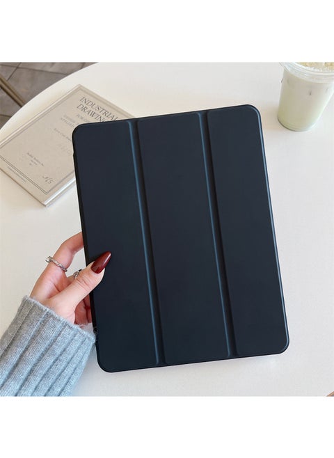 Suitable For Ipad10 Generation Protective Case Air6 Protective Case Pro11 Flat Panel Tri-fold 2025 Transparent All-inclusive TPU Soft Pen Slot-Colour:Black-Applicable Model:iPad6/air2/2017/2018/iPad Pro 9.7