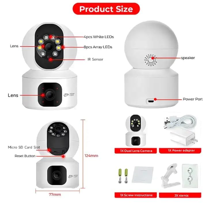 MAYUMI Dual Lens Smart CCTV Camera WiFi IP Home Security Camera Double Side View Rotating Pan Tilt 2 Way Talk Auto Tracking Motion Detection Indoor CCTV IP Camera - Image 2