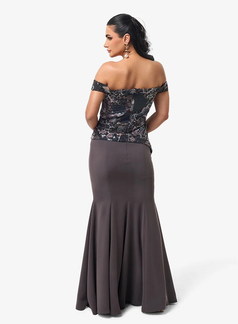 Threadz By Ajooni  Off Shoulder Maxi Dress for Women | Best Price UAE