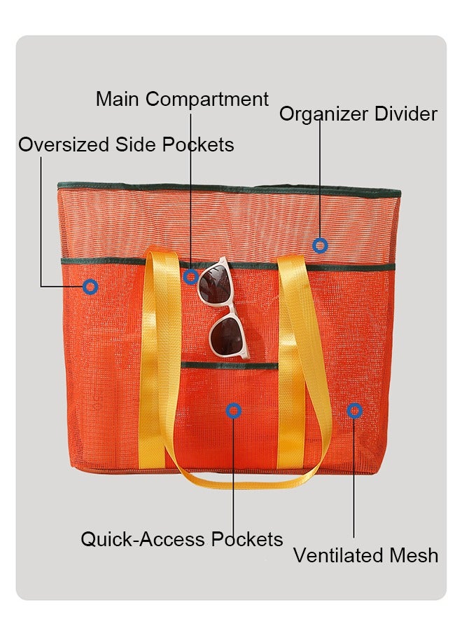 كيدل حقيبة شاطئ شبكية كبيرة الحجم – حقائب هوبو، حقائب رياضية، حقائب سفر، منظم خفيف مقاوم للرمل للأطفال، السباحة، العائلة، التسوق والاستخدام الخارجي - Image 4