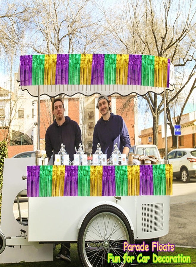 TFengfly 4 Packs Total 39 Ft Mardi Gras Parade Floats for Trailer Car, Green Gold Purple Foil Fringe Garland Tinsel Streamers Banner Table Skirts for Halloween Graduation Homecoming Birthday Party Decor - Image 4