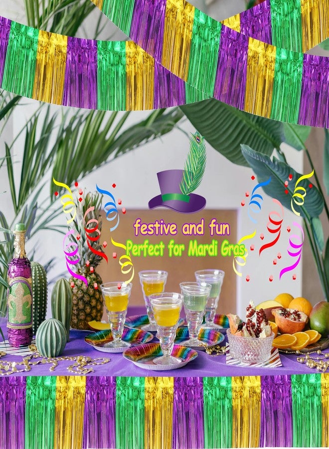 TFengfly 4 Packs Total 39 Ft Mardi Gras Parade Floats for Trailer Car, Green Gold Purple Foil Fringe Garland Tinsel Streamers Banner Table Skirts for Halloween Graduation Homecoming Birthday Party Decor - Image 3
