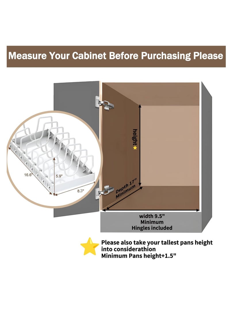 XiuWoo No Drill Metal Pull-Out Cabinet Drawer Shelf Organizer, Slide Out Drawer Pan Storage Shelves, Kitchenware Storage Rack, Roll-Out Sliding Drawer, Sliding Under Sink storage with 8 Adjustable Dividers  - Image 5