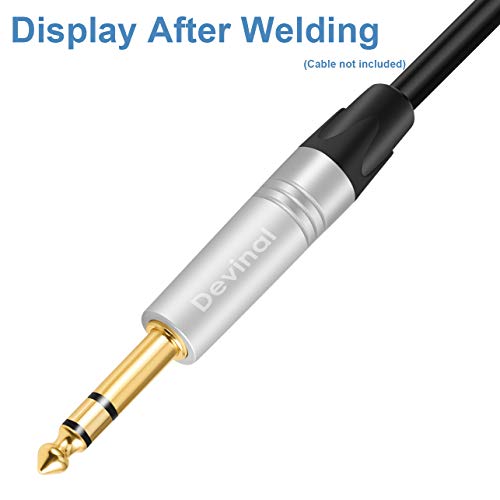 Devinal 1/4" TRS Plugs, 4 Pack, 4 Inch AUX Cable, Male-to-Male, Gold-Plated, 24 AWG, Compatible with Speakers, Microphones, Guitars, DJ Mixers - Image 3