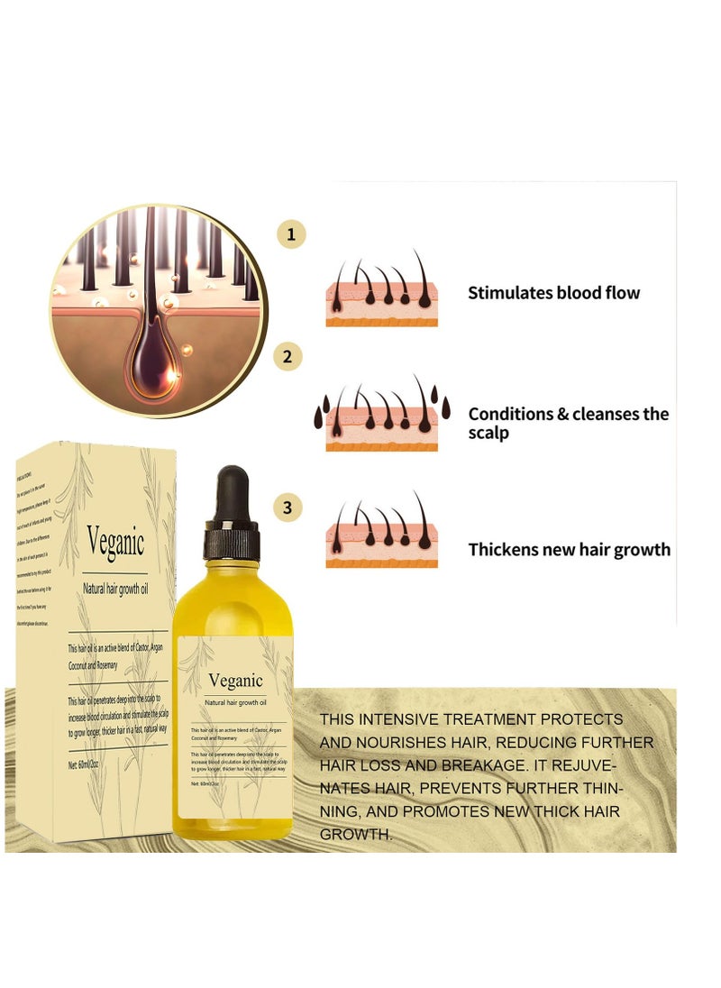 VeganICE - Veganic Natural Hair Growth Oil, 2 PCS Veganic hair growth oil Rosemary Oil for Hair Growth Organic,Vegan Hair Oil for Dry Damaged Hair and Growth - Image 1