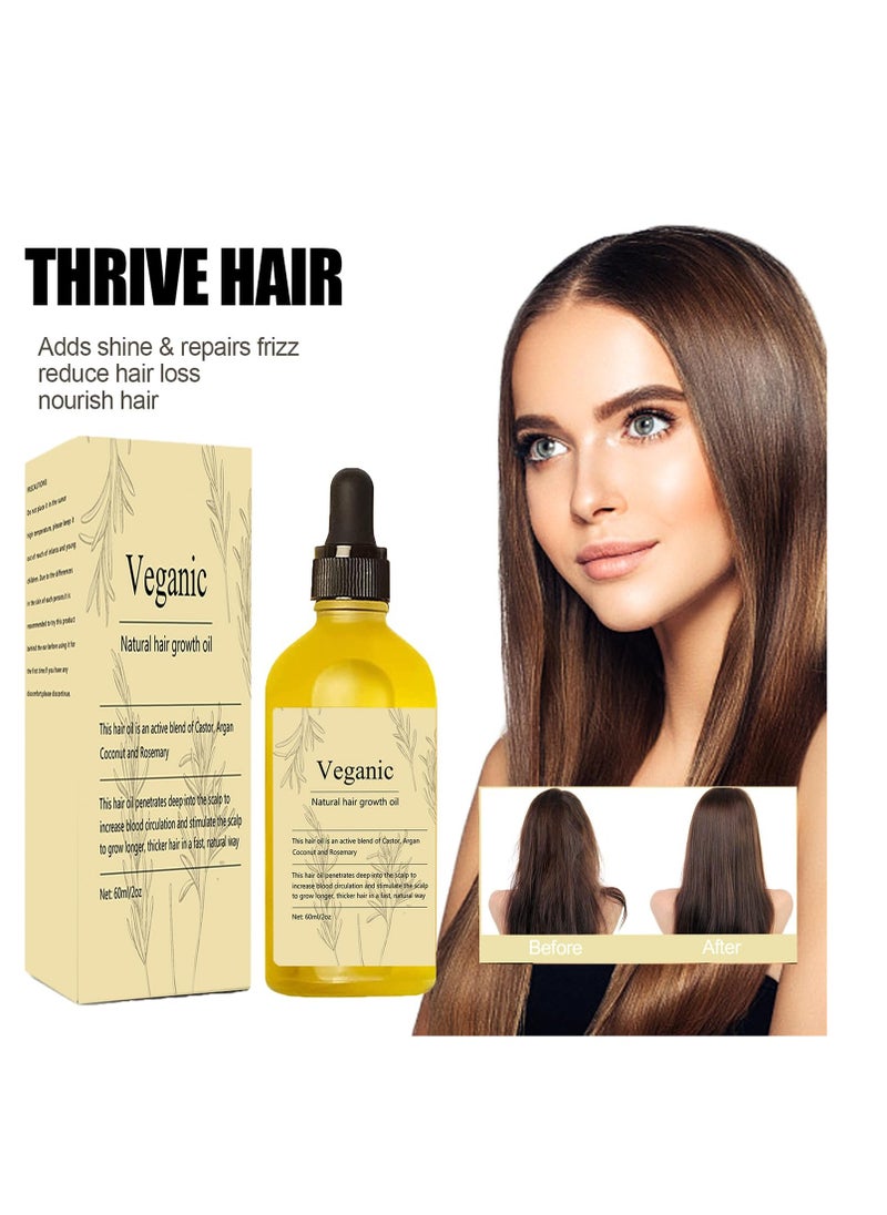 VeganICE - Veganic Natural Hair Growth Oil, 2 PCS Veganic hair growth oil Rosemary Oil for Hair Growth Organic,Vegan Hair Oil for Dry Damaged Hair and Growth - Image 1