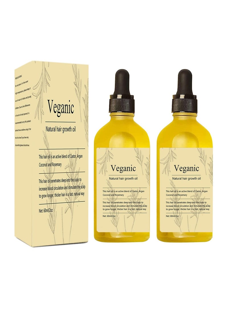 VeganICE - Veganic Natural Hair Growth Oil, 2 PCS Veganic hair growth oil Rosemary Oil for Hair Growth Organic,Vegan Hair Oil for Dry Damaged Hair and Growth - Image 1