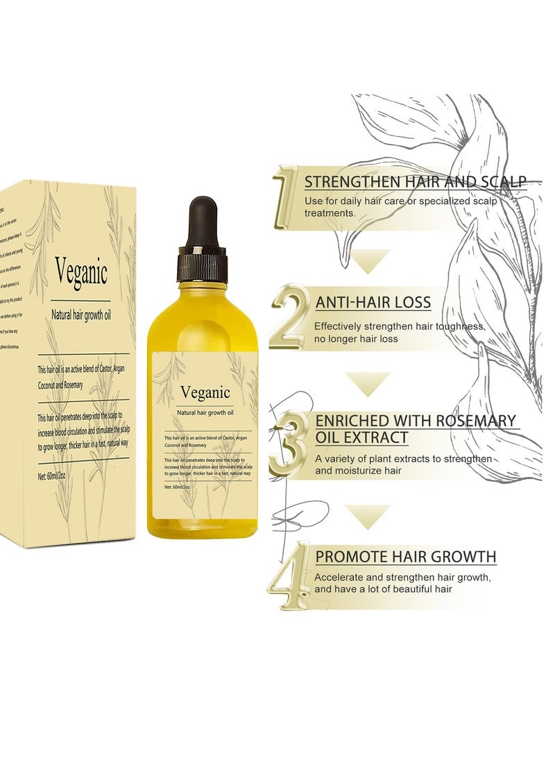 VeganICE - Veganic Natural Hair Growth Oil, 2 PCS Veganic hair growth oil Rosemary Oil for Hair Growth Organic,Vegan Hair Oil for Dry Damaged Hair and Growth - Image 1