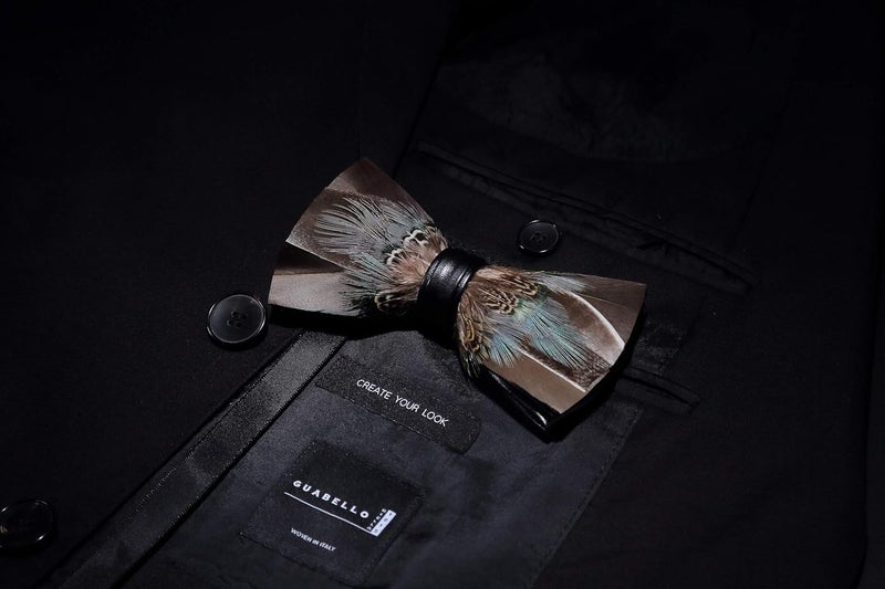 RBOCOTT Handmade Feather Pre-tied Bow tie and Brooch Sets for Men - Image 3