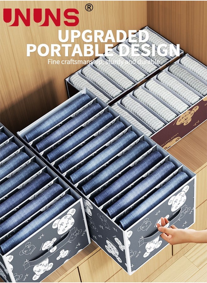 UNUNS Foldable Storage Bins,Pack Of 3 Clothes Drawer Organizer Bins With Handles,9Grids Closet Organizers For Clothes Storage,Office Storage,Room Organization,44x25x22cm  - Image 3