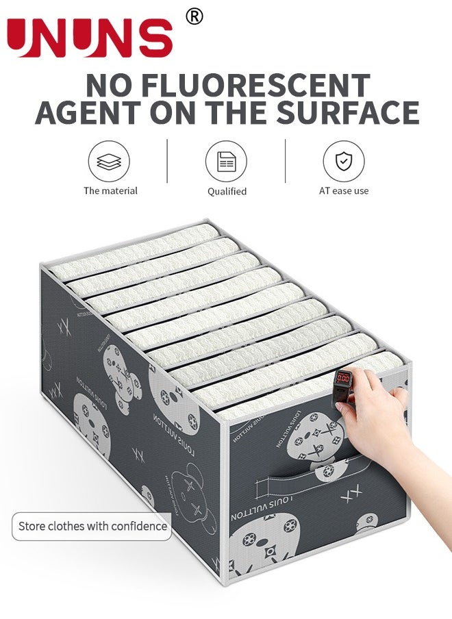 UNUNS Foldable Storage Bins,Pack Of 3 Clothes Drawer Organizer Bins With Handles,9Grids Closet Organizers For Clothes Storage,Office Storage,Room Organization,44x25x22cm  - Image 4
