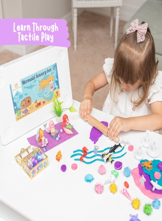 Creative Mind Mermaid Sensory Playdough Kit for Kids (3 Jars), Toddler Ocean Sensory Bin with Shells, Pearls, Sea Animals, Molds & Roller Pin, Perfect Creative Play and Gift for Kids & Toddlers - Image 4