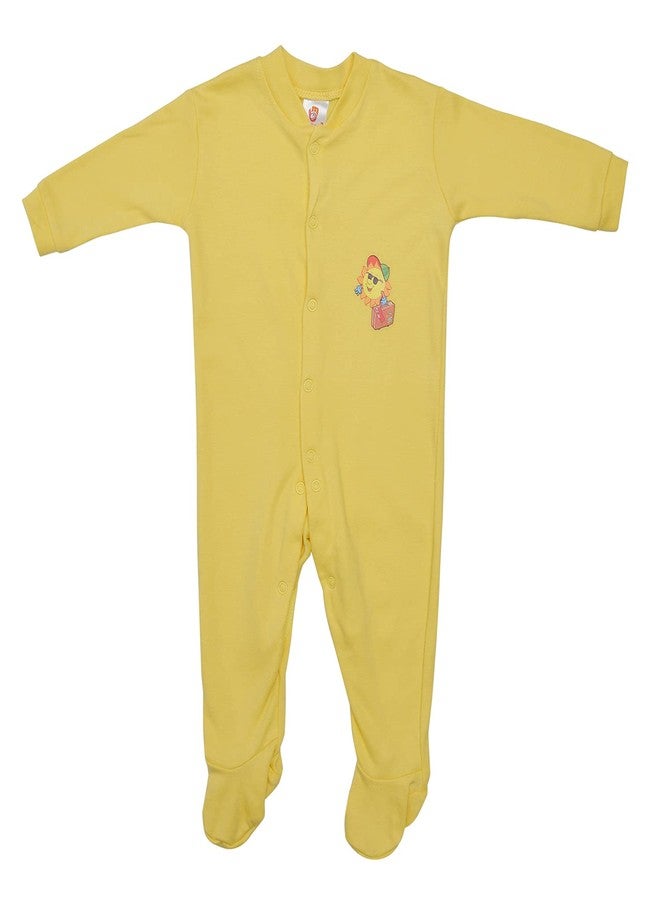 Mini Berry Born Baby Multi-Color Long Sleeve Body Suit,Romper, Sleep Suit for Boys and Girls Pack of 3pcs Set (0-3 Months, Yellow) - Image 5
