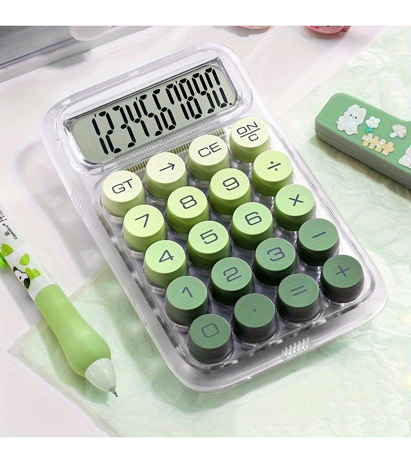 Calculated Green Transparent Mini Calculator Portable Creative Design for Office Finance Business Use - Image 3