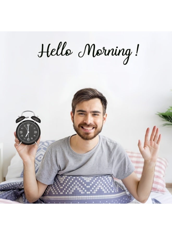 Loud Alarm Clock for Heavy Sleepers, Non-Ticking 4" Twin Bell Alarm Clock with Metal Frame & 3D Dial, Backlight Function – Desk Table Clock for Home and Office, Classic Black - Image 4