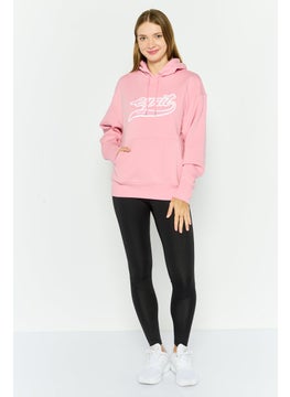 ESPRIT Women Hooded  Long Sleeves Graphic Print Sweatshirt, Pink  - Image 4