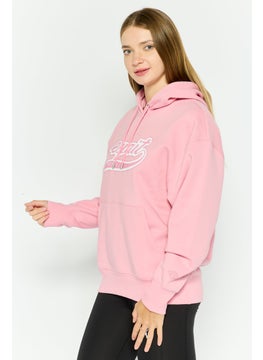 ESPRIT Women Hooded  Long Sleeves Graphic Print Sweatshirt, Pink  - Image 2