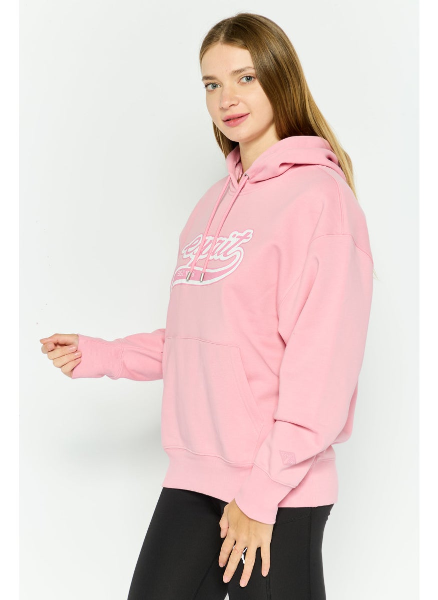 ESPRIT Women Hooded  Long Sleeves Graphic Print Sweatshirt, Pink  - Image 2
