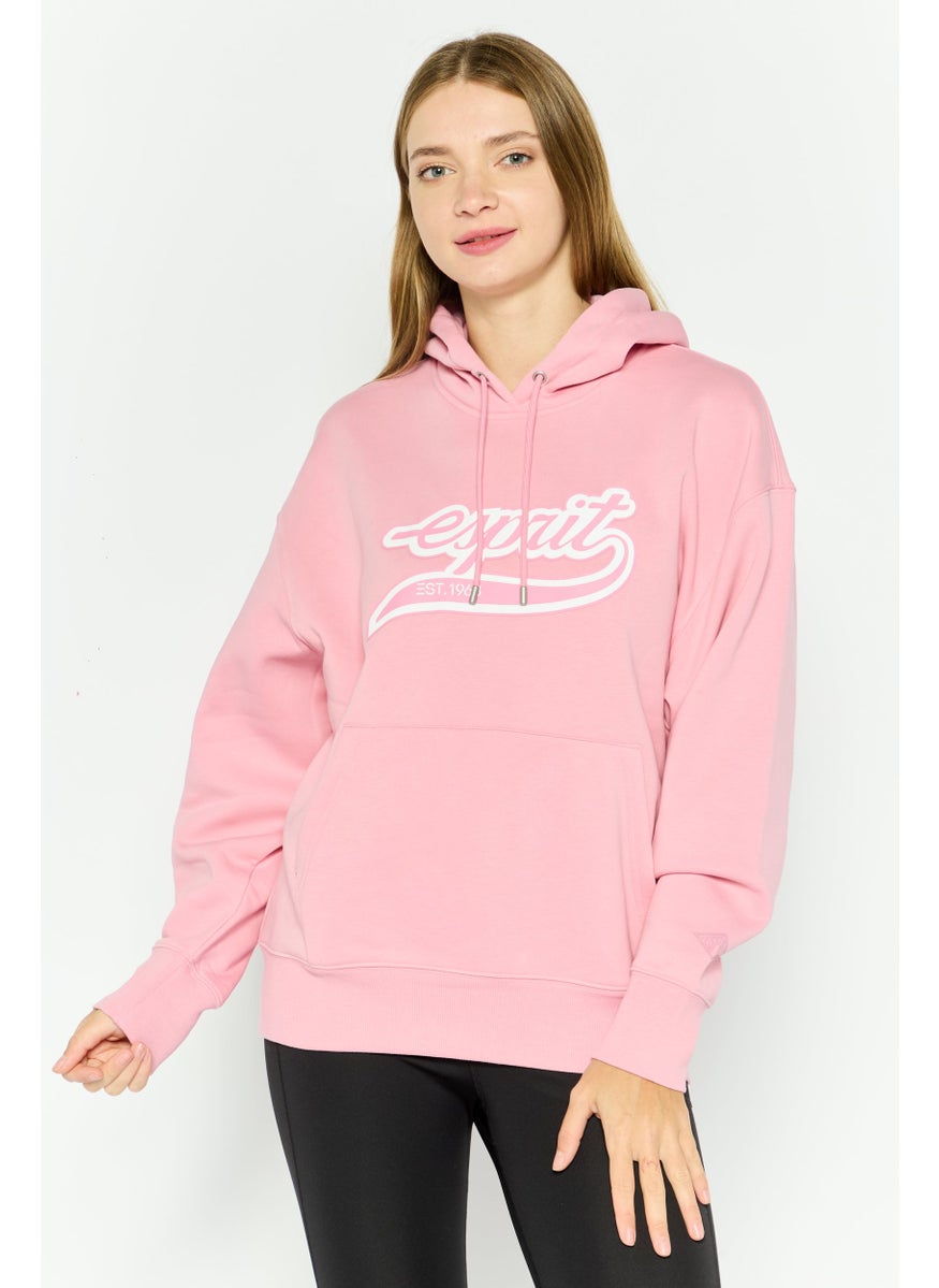 ESPRIT Women Hooded  Long Sleeves Graphic Print Sweatshirt, Pink  - Image 1