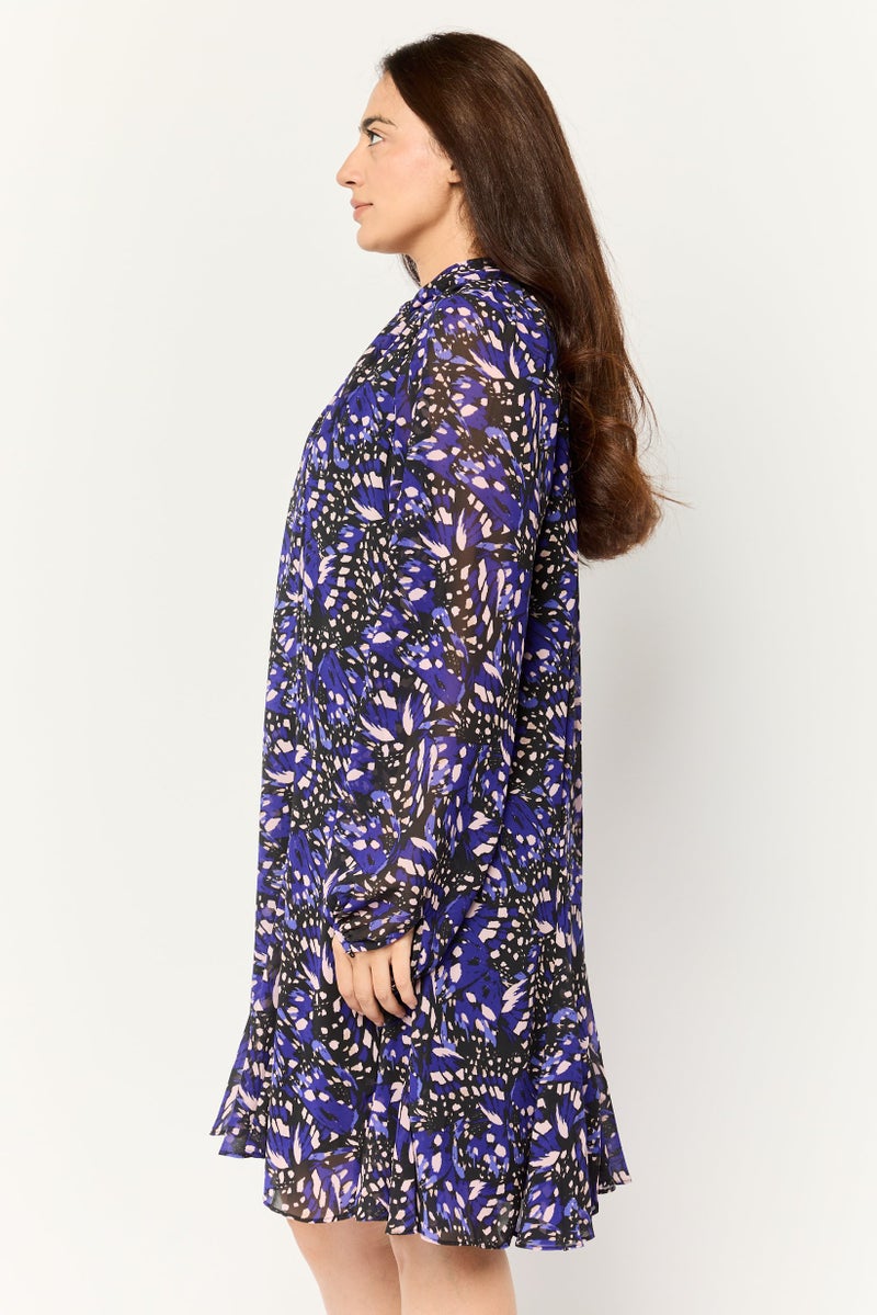 Phase Eight Women Allover Print Mini Dress, Blue - Image 3