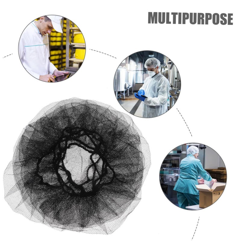 Black Disposable Nylon Hair Nets 100Pcs Breathable Mesh Caps for Food Service Kitchen Work - Image 4
