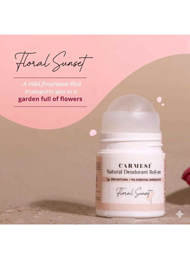 كارميسي مجموعة مزيل العرق الدوار لمنطقة تحت الإبط للنساء من Carmesi - إصداري "Glow Revive" و"Floral Sunset" (عبوتان سعة 50 مل) | يقلل من التصبغات ويتحكم في الروائح | لمنطقة تحت الإبطين تنعم بالانتعاش | يحتوي على 2% (وزناً/وزناً) من حمض الساليسيليك - Image 4
