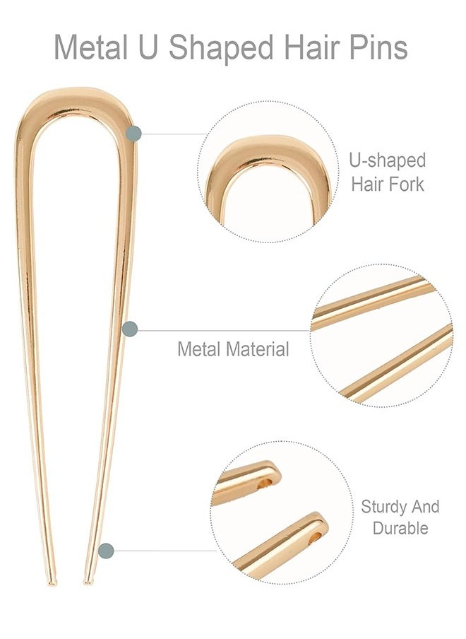 Generic - Hair Clips Metal French Hair Pins for Women - Gold French Pins for Thick Hair, U Shaped Hair Pins, Metal Hair Pin for All Hair Types, Hair Sticks for Buns, French Twist Hair Pin, Hair Fork - Image 1