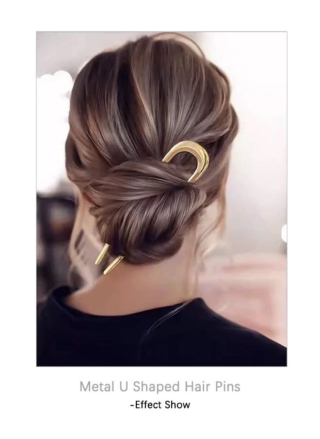 Generic - Hair Clips Metal French Hair Pins for Women - Gold French Pins for Thick Hair, U Shaped Hair Pins, Metal Hair Pin for All Hair Types, Hair Sticks for Buns, French Twist Hair Pin, Hair Fork - Image 1
