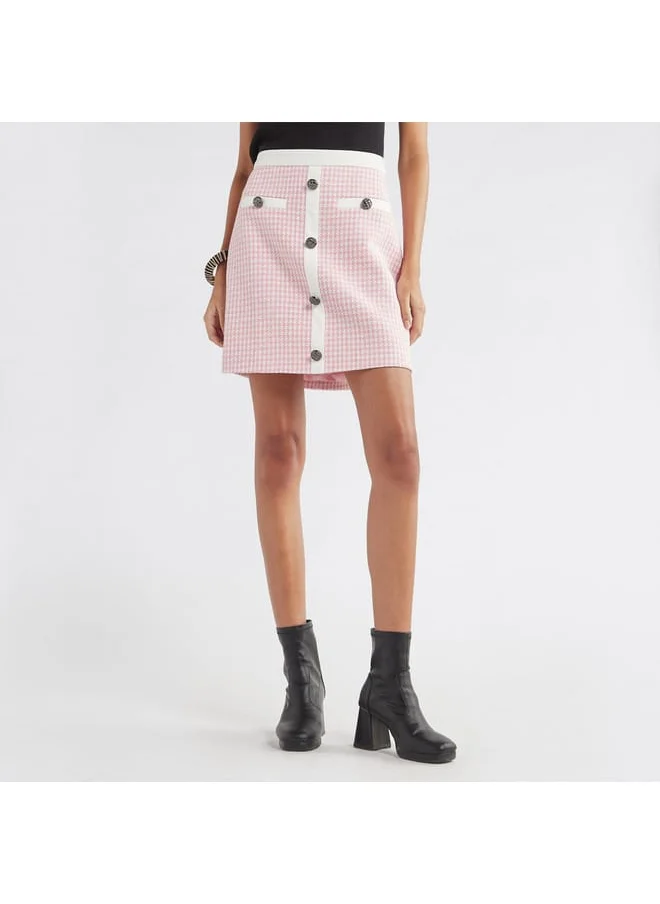 FAV Textured Mini Skirt with Button Detail