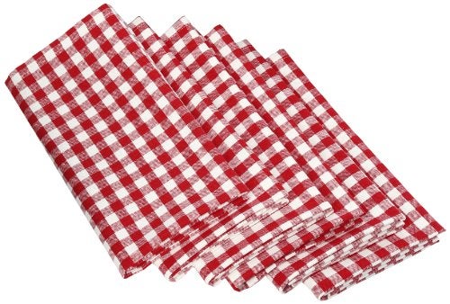 DII Cotton Napkin Set Machine Washable Everyday Basic, 20x20, Tango Red Gingham, 6 Count - Image 1