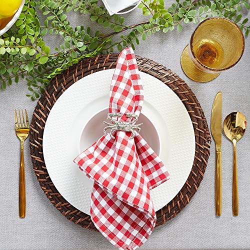 DII Cotton Napkin Set Machine Washable Everyday Basic, 20x20, Tango Red Gingham, 6 Count - Image 3