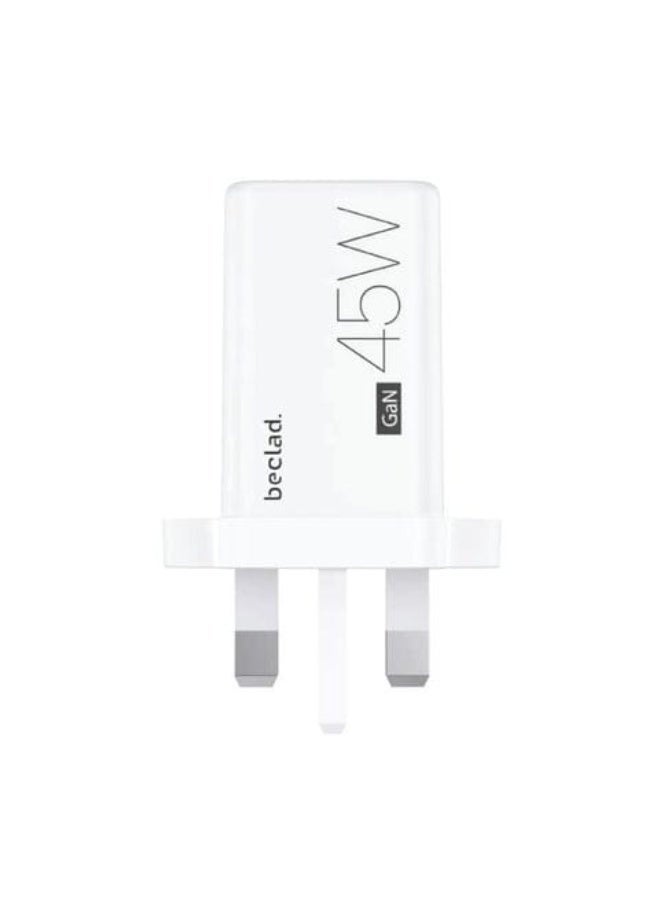 BECLAD 45W GaN Power Adapter Charger for Samsung Galaxy - White - Image 1