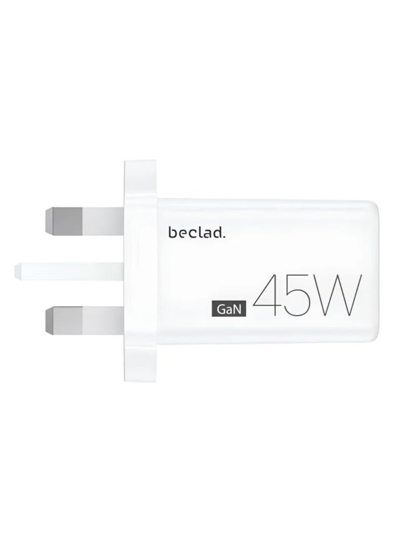 BECLAD 45W GaN Power Adapter Charger for Samsung Galaxy - White - Image 3