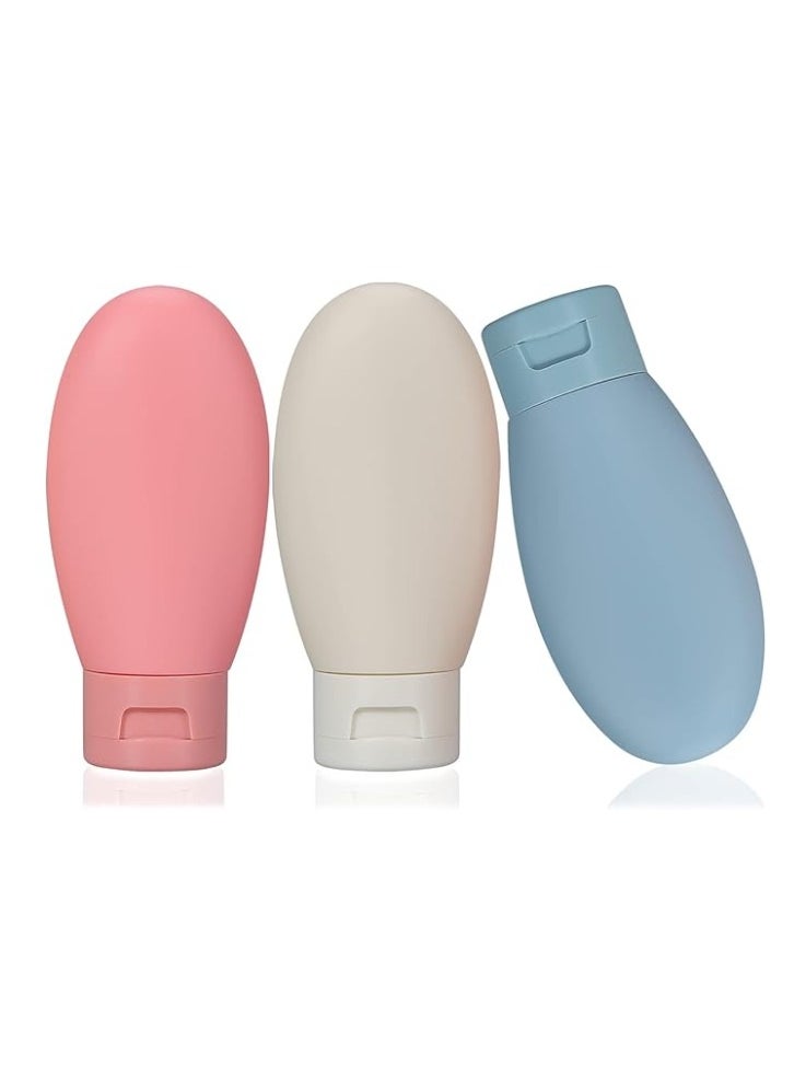 Generic 3-Pack Travel Bottles -Proof Toiletry Containers with Bag – Pink, Blue & White  - Image 1