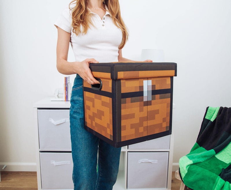 Minecraft Brown Chest 13-Inch Storage Bin Chest With Lid | Foldable Fabric Basket Container, Cube Organizer With Handles, Cubby For Shelves, Closet | Home Decor Essentials, Video Game Gifts - Image 4