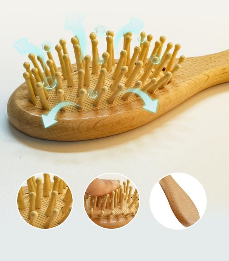 FYCAN 6 in 1 Bath Set Soft Small Wooden Brush Wooden Handle Mirror Bath Loofahs Sponges Soft Mesh Shower Puffs for Body Wash Bath Sponge Body Scrubs for Women Stone Pumice Removing Multi - Image 2