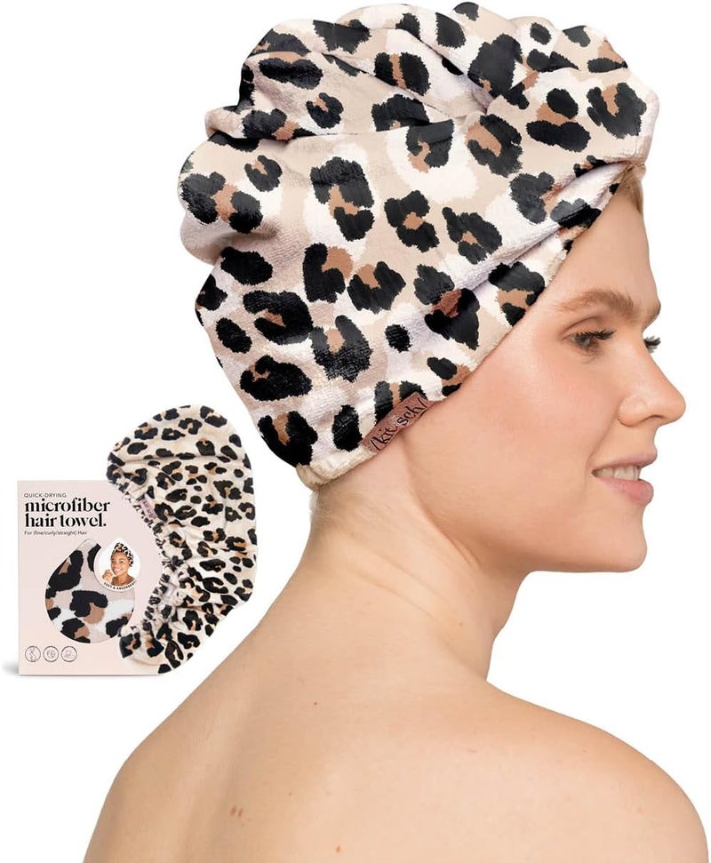 Kitsch Kitsch Microfiber Hair Towel Wrap for Women  Microfiber Towel Super Absorbent Quick Dry AntiFrizz  for Long and Short Hairs Turbans for Women Hair Wrap  Leopard