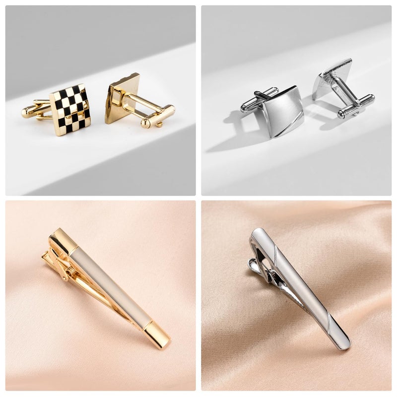wynameleri Cufflinks and Tie Pins Tie Clips Set of 2 Accessories for Men - Image 3